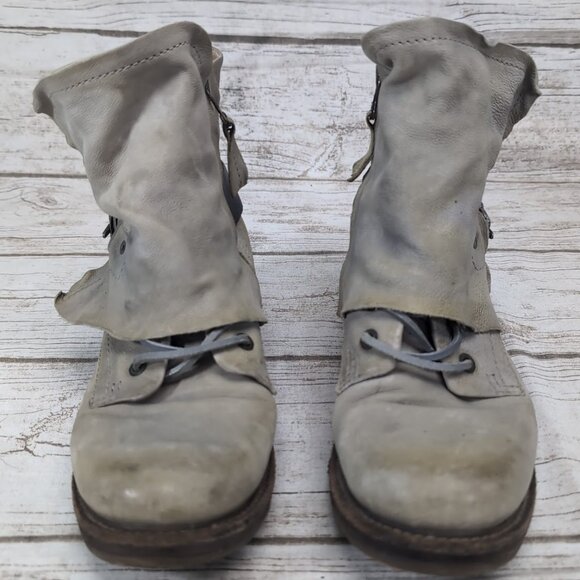 Airstep A.S.98 Taupe Biker Leather Ankle Boots Boho Grunge Rockstar Women Sz 37 - Picture 2 of 10